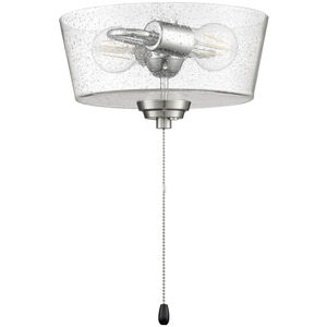 Outdoor Bowl LED Brushed Polished Nickel Fan Light Kit in Clear Seeded