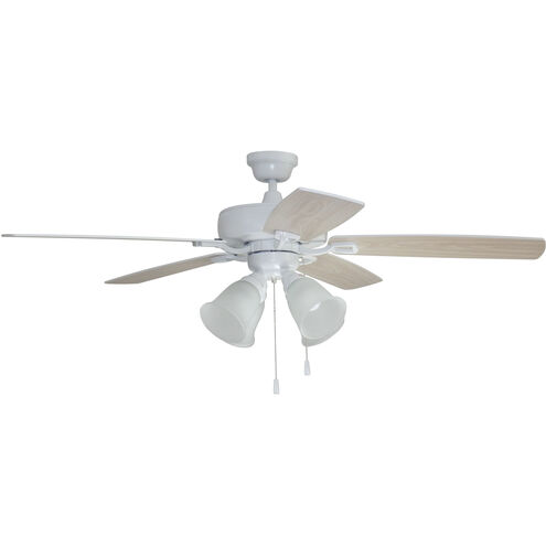 Twist N Click 52 inch White with White/Washed Oak Blades Ceiling Fan