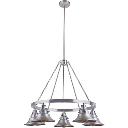 Union 5 Light 35 inch Satin Aluminum Outdoor Chandelier