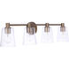 Emilio 4 Light 33 inch Satin Brass Vanity Light Wall Light
