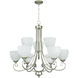 Raleigh 9 Light 31 inch Satin Nickel Chandelier Ceiling Light in Faux Alabaster Glass