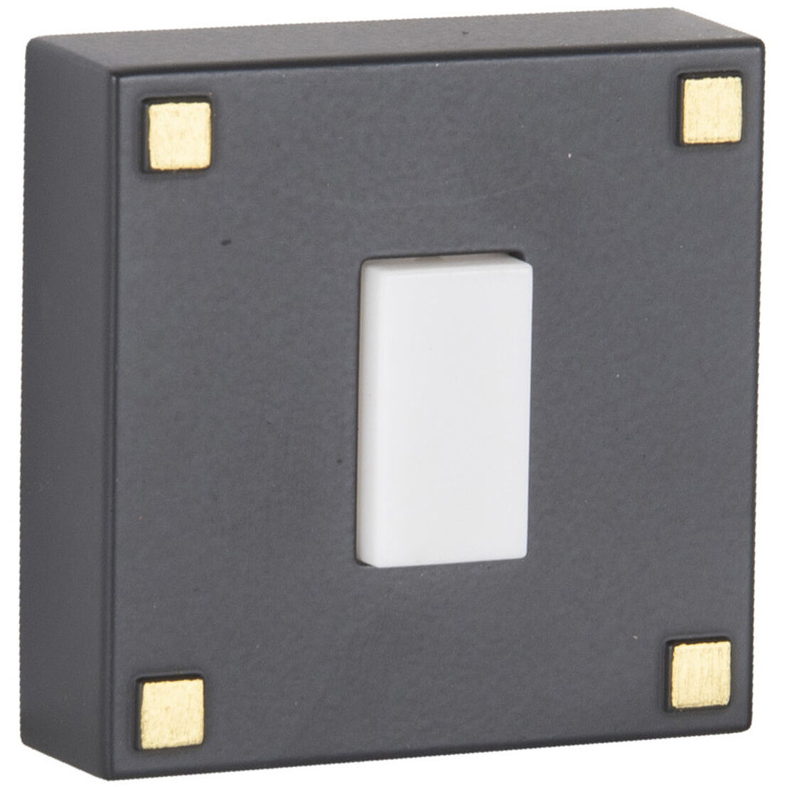 Surface Mount Flat Black / Satin Brass Lighted Push Button in Flat Black and Satin Brass