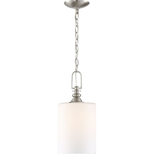 Neighborhood Dardyn 1 Light 7.5 inch Brushed Polished Nickel Mini Pendant Ceiling Light in White Frosted Glass