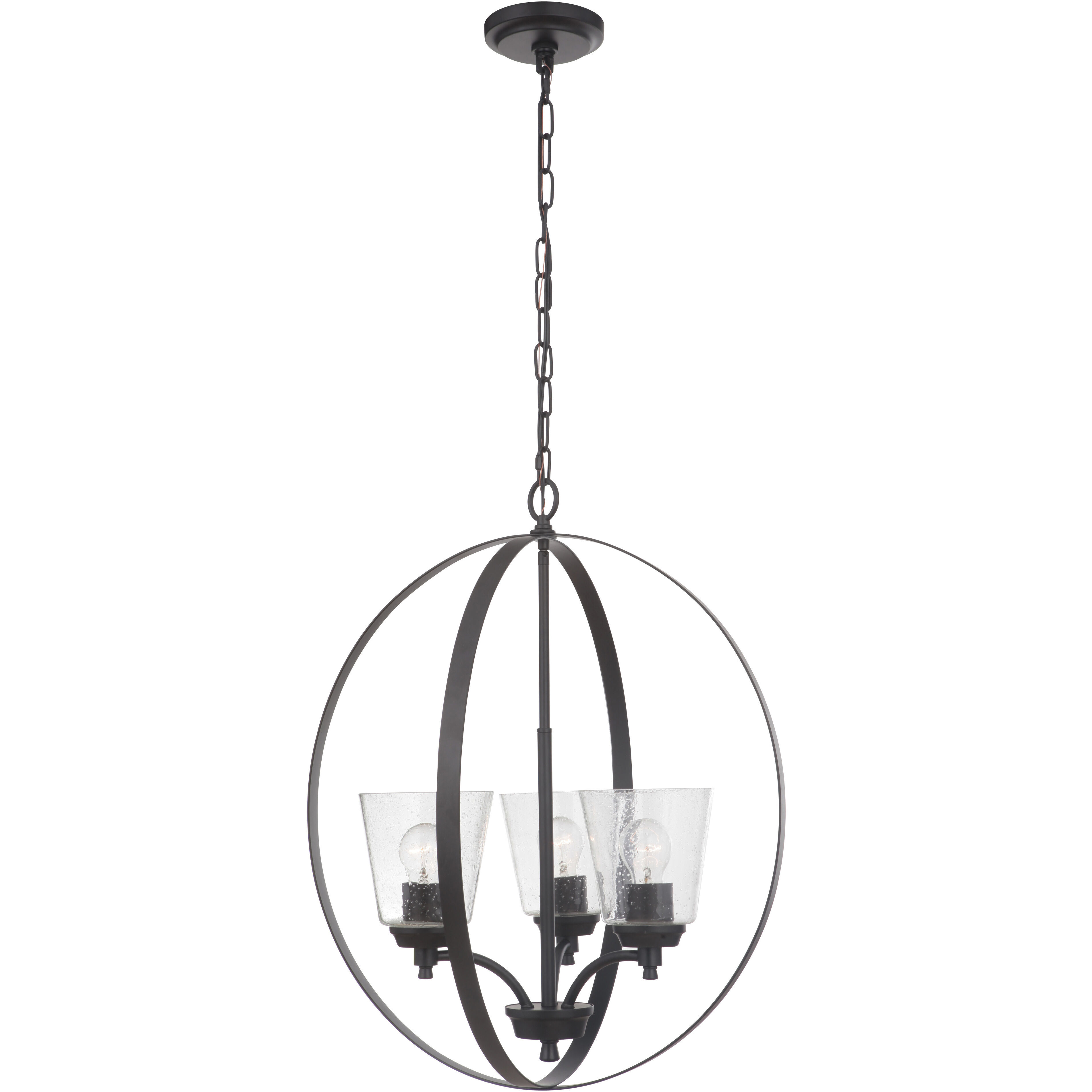 Neighborhood Tyler 3 Light 21 inch Flat Black Foyer Light Ceiling Light in Clear Seeded, Neighborhood Collection