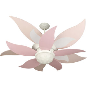 Bloom 52 inch White with Pink Blades Ceiling Fan Kit in Custom Carved Pink 