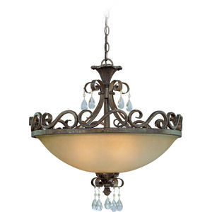 Englewood 4 Light 24 inch French Roast Convertible Semi Flush Ceiling Light, Convertible to Pendant