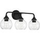 Glenda 3 Light 23 inch Flat Black Vanity Light Wall Light