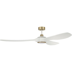 Envy 72 inch White/Satin Brass with Envy White Blades Ceiling Fan, Blades Included