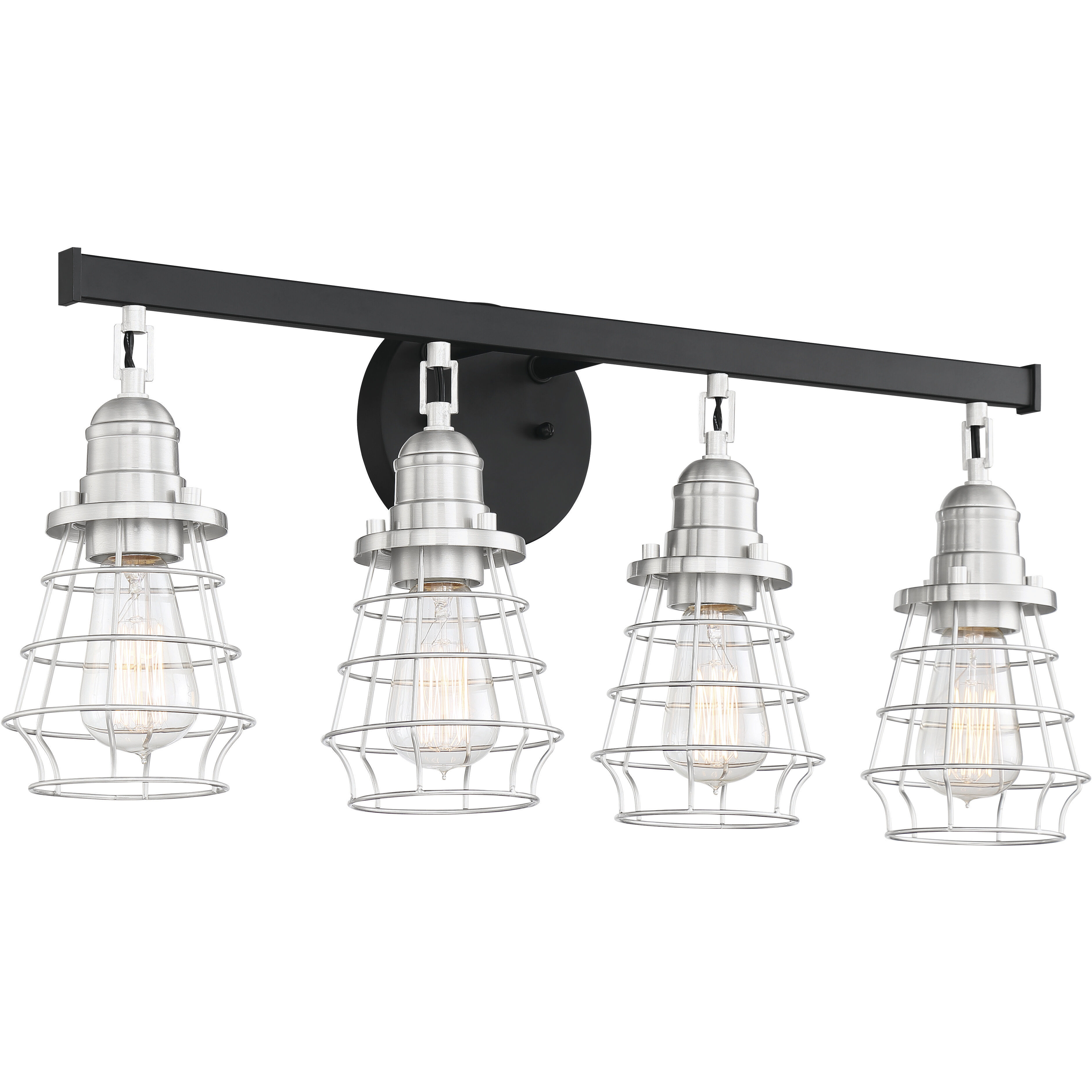 Neighborhood Thatcher 4 Light 26 inch Flat Black/Brushed Polished Nickel Vanity Light Wall Light, Neighborhood Collection