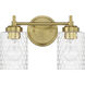 Claire 2 Light 12.75 inch Satin Brass Vanity Light Wall Light