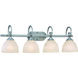 Raleigh 4 Light 31 inch Satin Nickel Vanity Light Wall Light in Faux Alabaster Glass