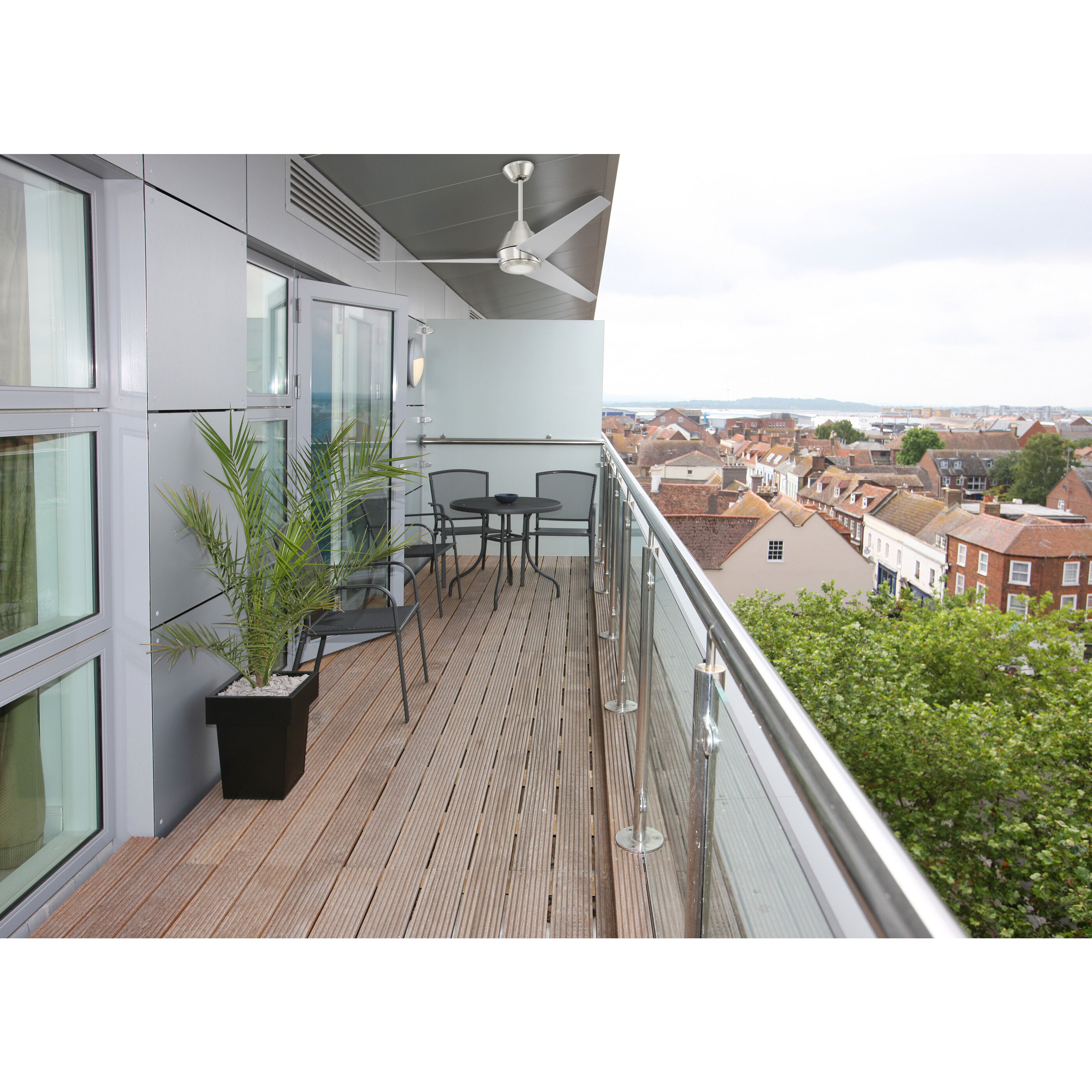 Acadian 56 inch Brushed Polished Nickel with Brushed Nickel Blades Fan