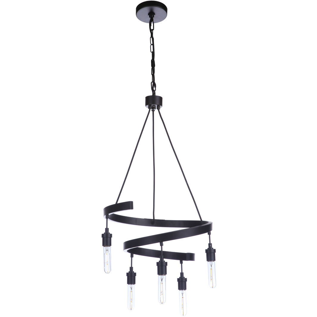 Tranquil 5 Light 17 inch Flat Black Chandelier Ceiling Light