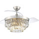 Sofia 42 inch Brushed Polished Nickel with Clear Acrylic Blades Fan, Hidden Blades