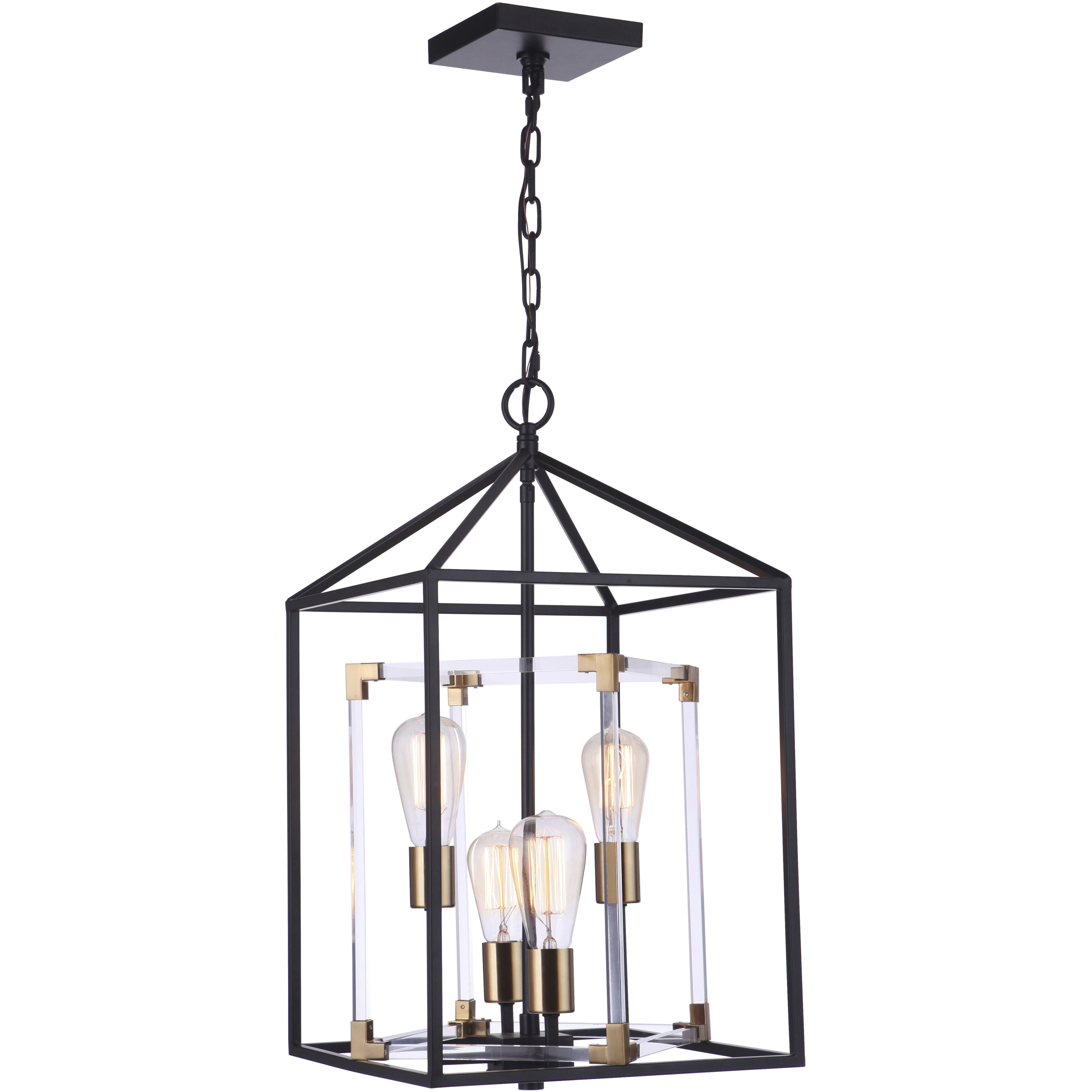 Aaron 4 Light 12.99 inch Flat Black and Satin Brass Foyer Pendant Ceiling Light