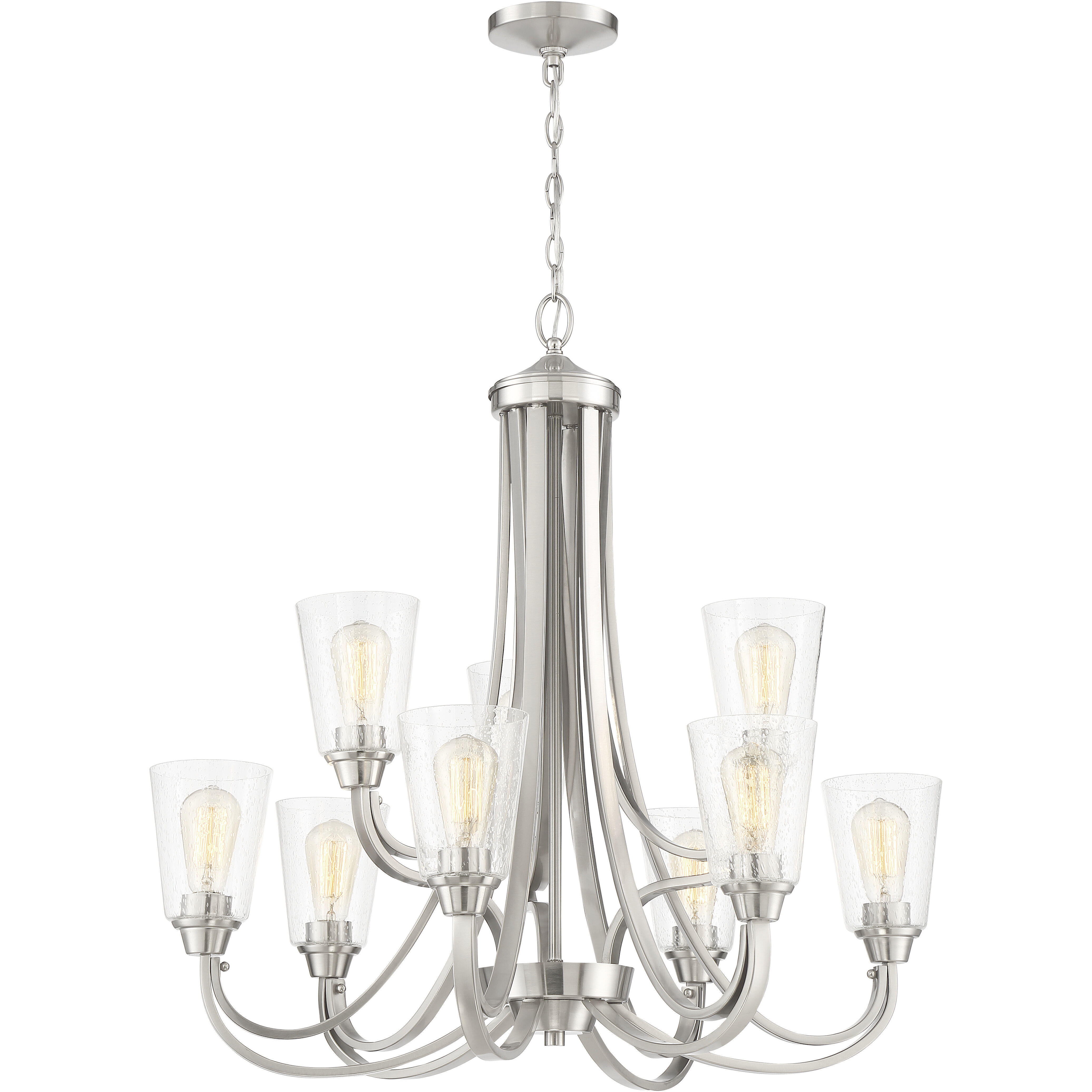 Grace 9 Light 32 inch Brushed Polished Nickel Chandelier Ceiling Light in Clear Seeded, Neighborhood Collection