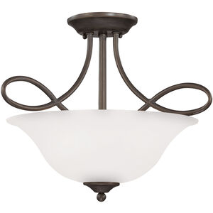 Cordova 3 Light 18 inch Old Bronze Convertible Semi Flush Ceiling Light in White Frosted Glass, Convertible