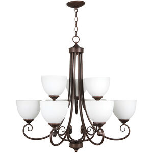 Raleigh 9 Light 31 inch Old Bronze Chandelier Ceiling Light in White Frosted Glass, Jeremiah