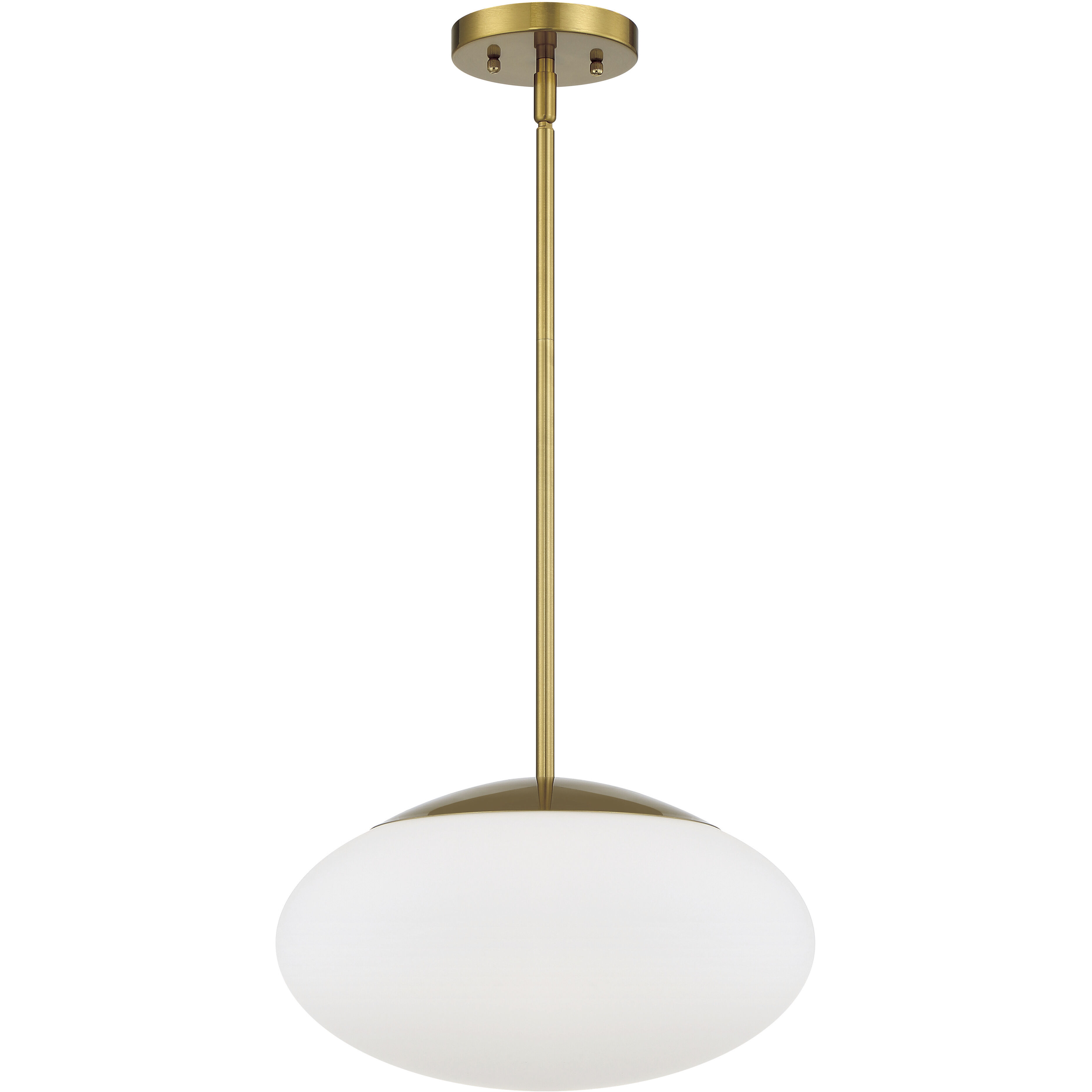 Gaze 1 Light 14 inch Satin Brass Pendant Ceiling Light in White Frosted Glass, Oval