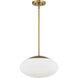 Gaze 1 Light 14 inch Satin Brass Pendant Ceiling Light in White Frosted Glass, Oval