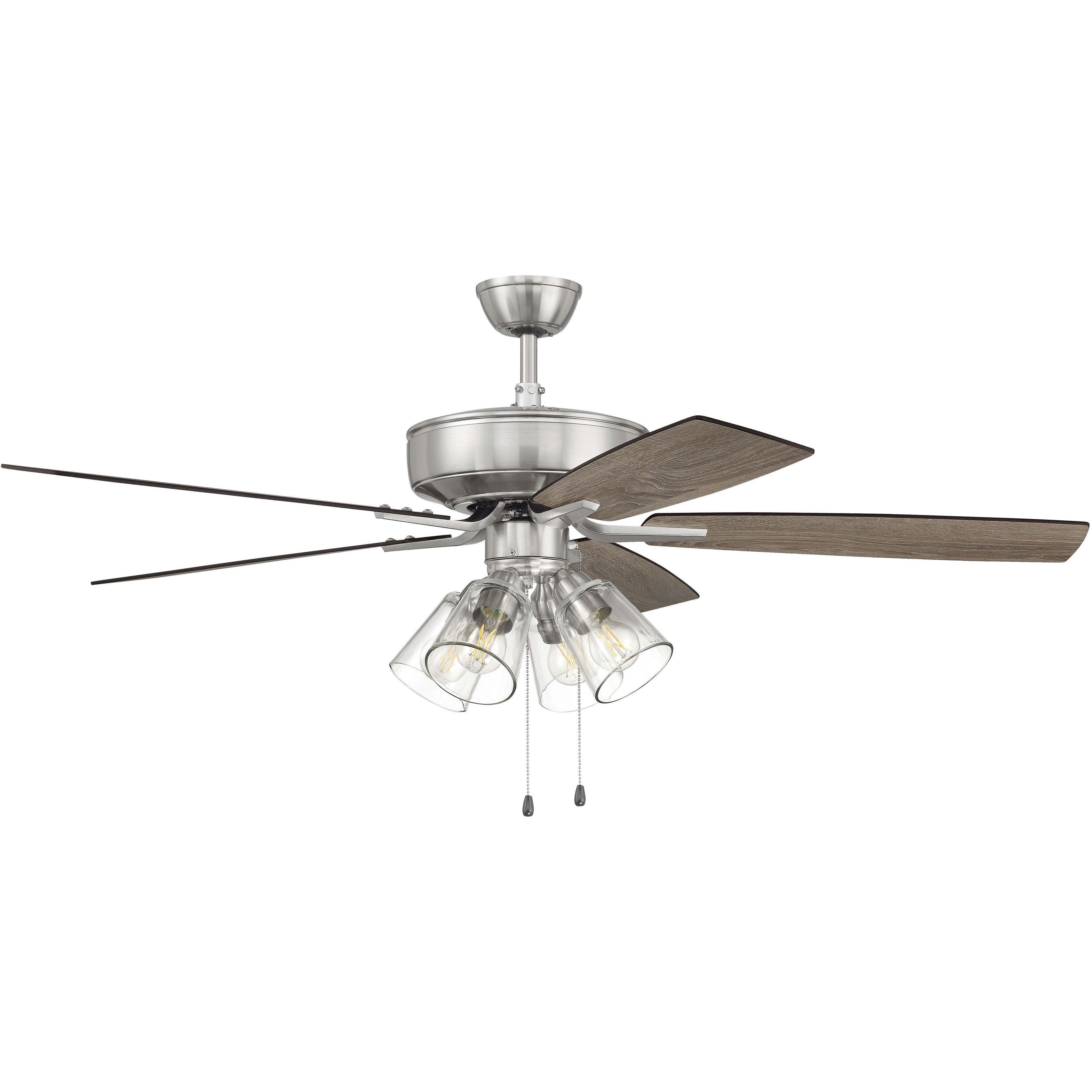 Pro Plus 104 52 inch Brushed Polished Nickel with Driftwood/Grey Walnut Blades Contractor Ceiling Fan