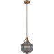 Gallery State House 1 Light 8 inch Vintage Brass Mini Pendant Ceiling Light in Smoked Clear Glass