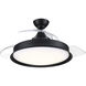 Union 42 inch Flat Black with Clear Acrylic Blades Fan, Hidden Blades