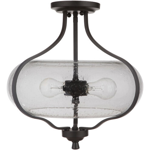 Neighborhood Serene 2 Light 15 inch Espresso Semi Flush Ceiling Light in Clear Seeded, Neighborhood Collection