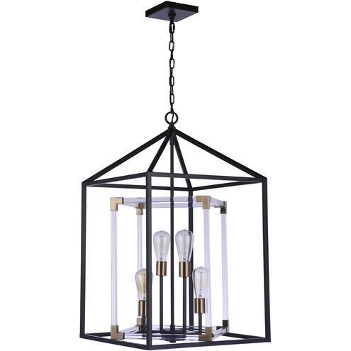 Aaron 4 Light 19 inch Flat Black/Satin Brass Pendant Ceiling Light