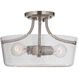Neighborhood Tyler 2 Light 13 inch Brushed Polished Nickel Semi Flush Ceiling Light in Clear Seeded, Neighborhood Collection