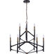 The Reserve 9 Light 32.25 inch Flat Black/Satin Brass Chandelier Ceiling Light in Flat Black and Satin Brass, 2-Tier