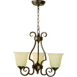 Cecilia 3 Light 20 inch Peruvian Bronze Chandelier Ceiling Light in Amber Frost Glass