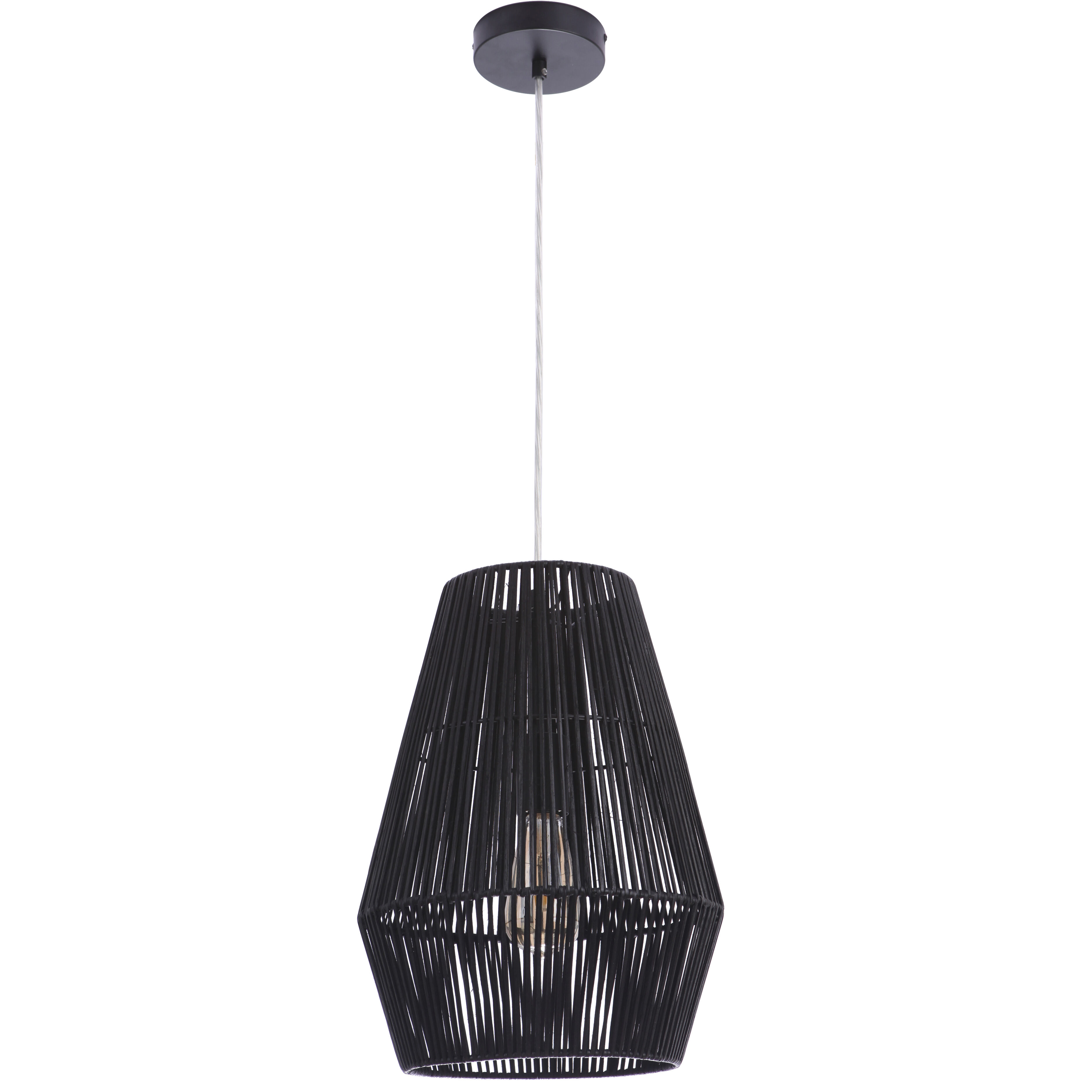 Natural 1 Light 11.81 inch Flat Black Pendant Ceiling Light
