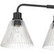 Pleated 4 Light 34 inch Flat Black Vanity Light Wall Light