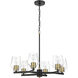 Avante Grand 6 Light 23 inch Flat Black and Satin Brass Chandelier Ceiling Light