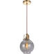 Gallery State House 1 Light 8 inch Vintage Brass Mini Pendant Ceiling Light in Smoked Clear Glass