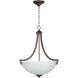 Almeda 3 Light 20 inch Old Bronze Pendant Ceiling Light in White Frosted Glass