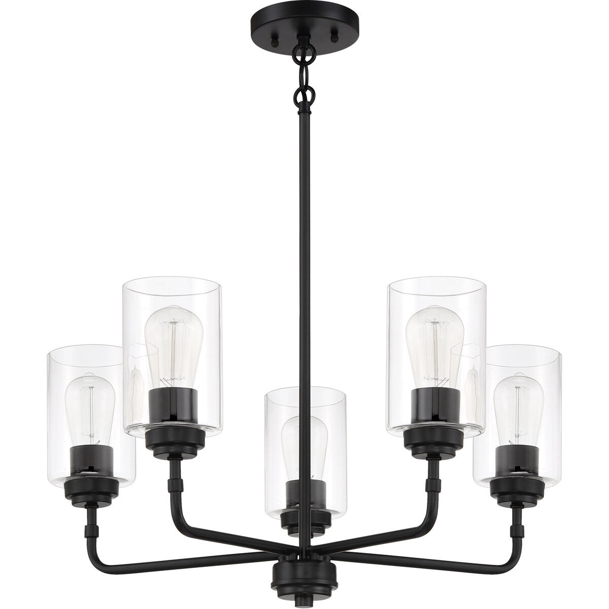 Stowe 5 Light 23 inch Flat Black Chandelier Ceiling Light