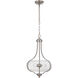 Neighborhood Serene 2 Light 15 inch Brushed Polished Nickel Pendant Ceiling Light in Clear Seeded, Neighborhood Collection