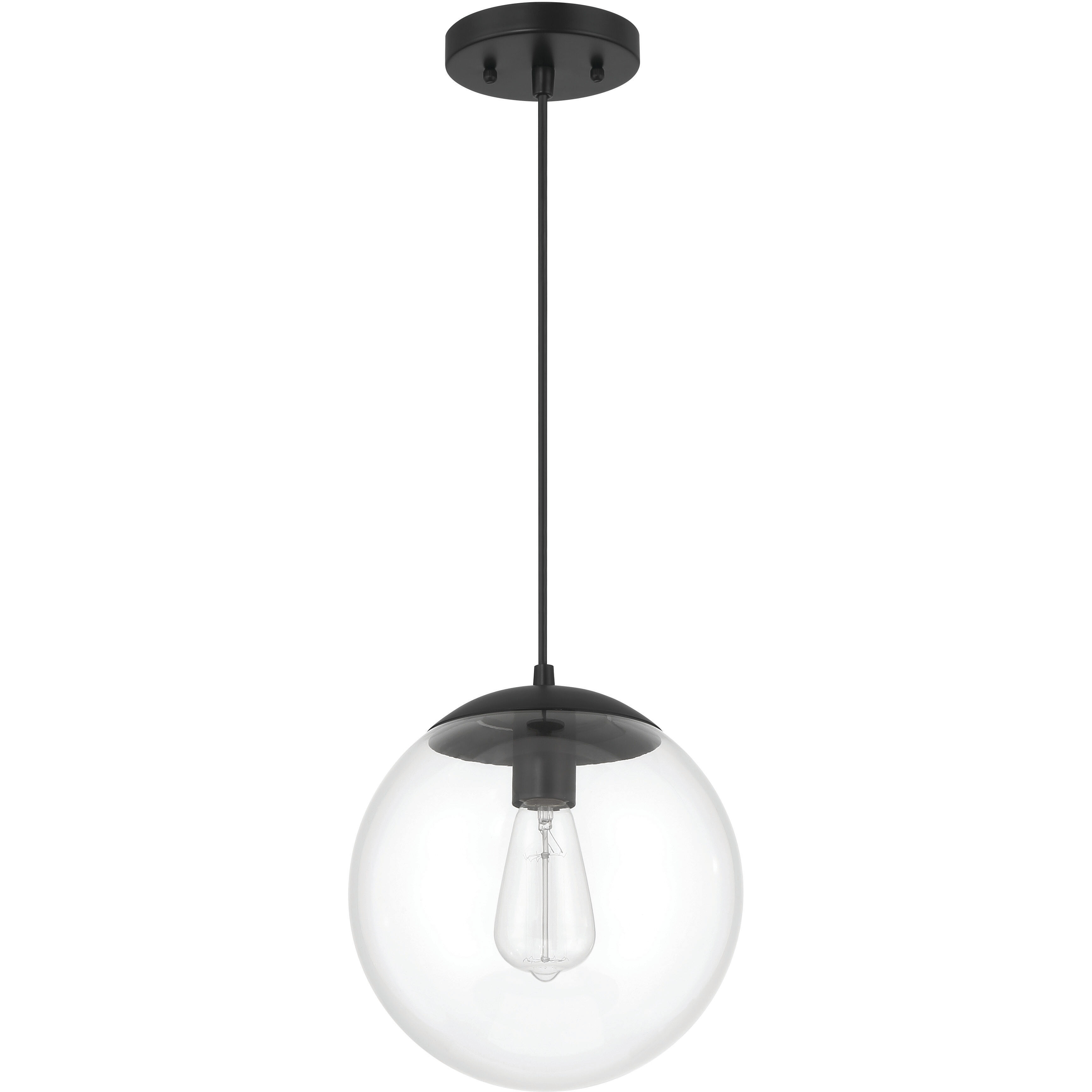 Gaze 1 Light 10 inch Flat Black Pendant Ceiling Light in Clear Glass