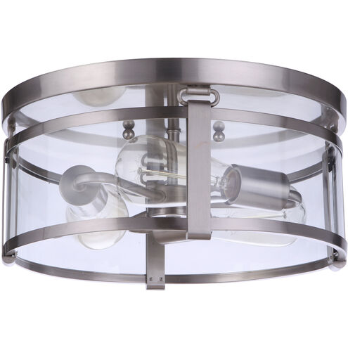 Elliot 3 Light 13 inch Brushed Polished Nickel Flushmount Ceiling Light