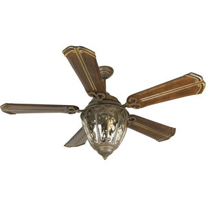 Olivier 56 inch Aged Bronze Textured with Chamberlain Walnut Blades Indoor/Outdoor Ceiling Fan in Custom Carved Chamberlain Walnut
