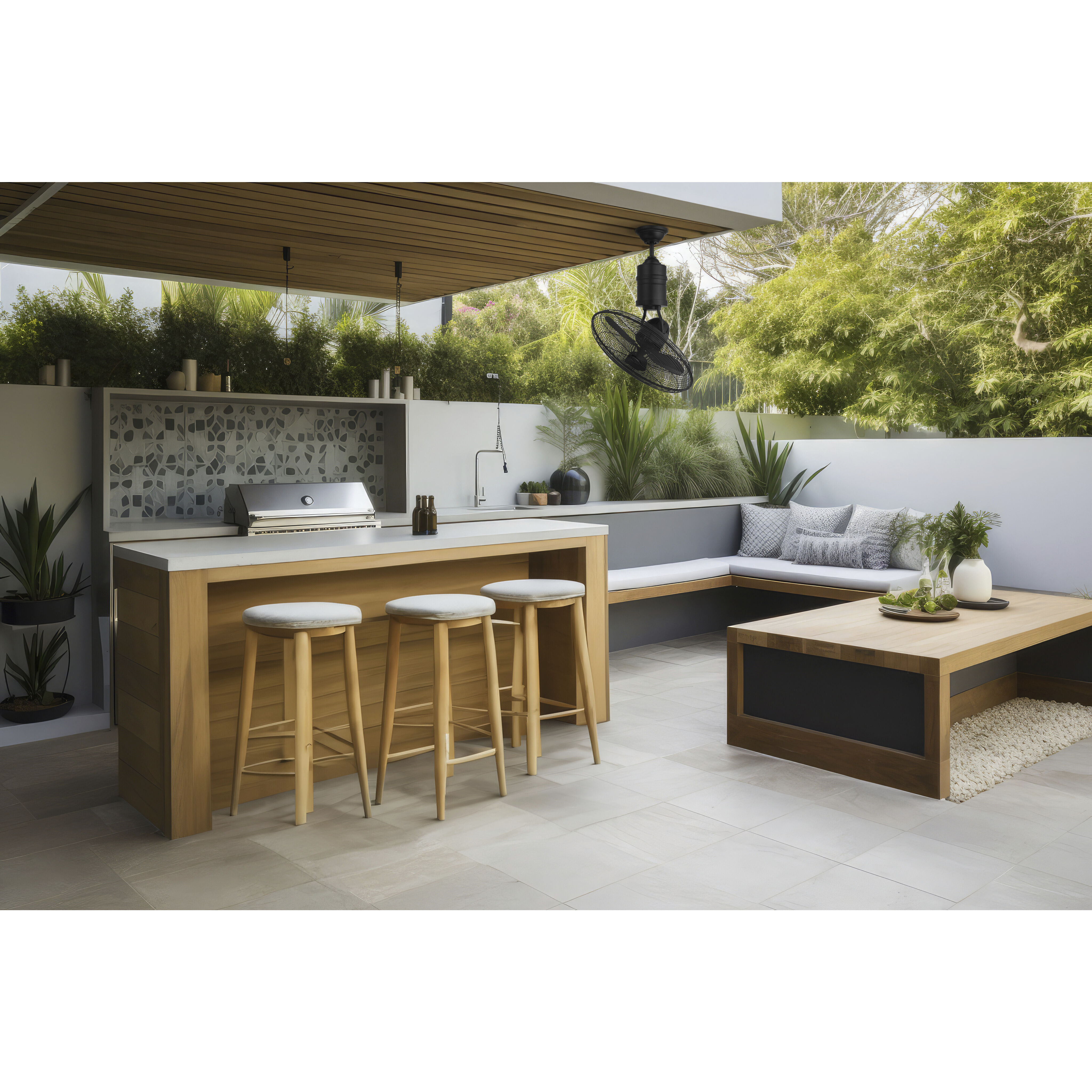 Bellows III 18 inch Flat Black Indoor/Outdoor Fan