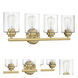 Bolden 4 Light 25.13 inch Satin Brass Vanity Light Wall Light in Clear Seeded