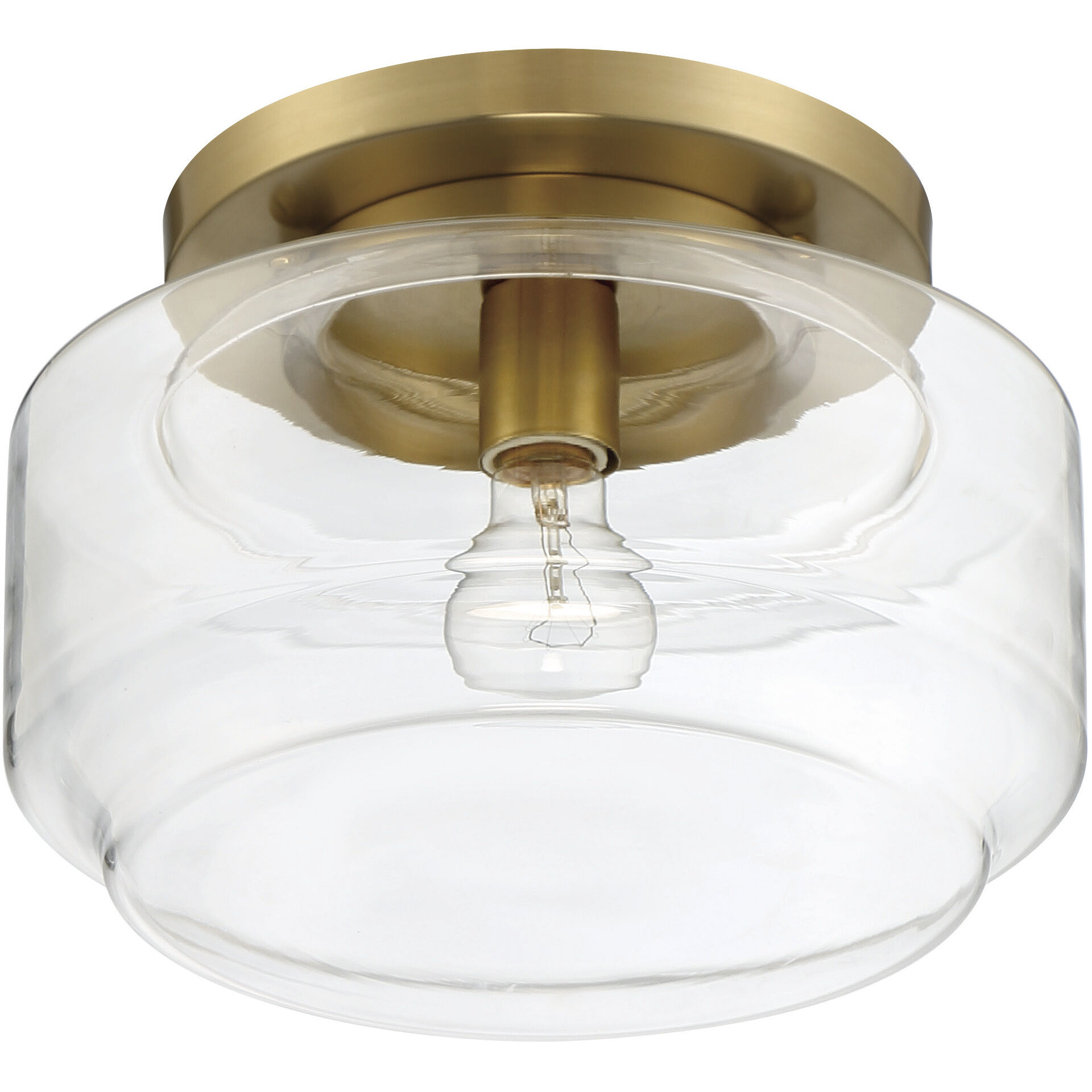 Peri 1 Light 12 inch Satin Brass Flushmount Ceiling Light