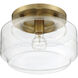 Peri 1 Light 12 inch Satin Brass Flushmount Ceiling Light