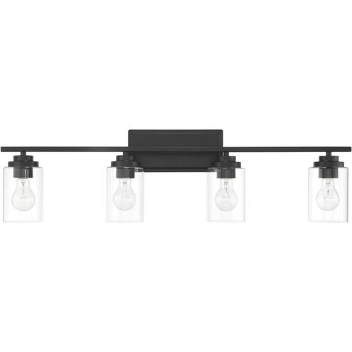Clark 4 Light 35 inch Flat Black Vanity Light Wall Light