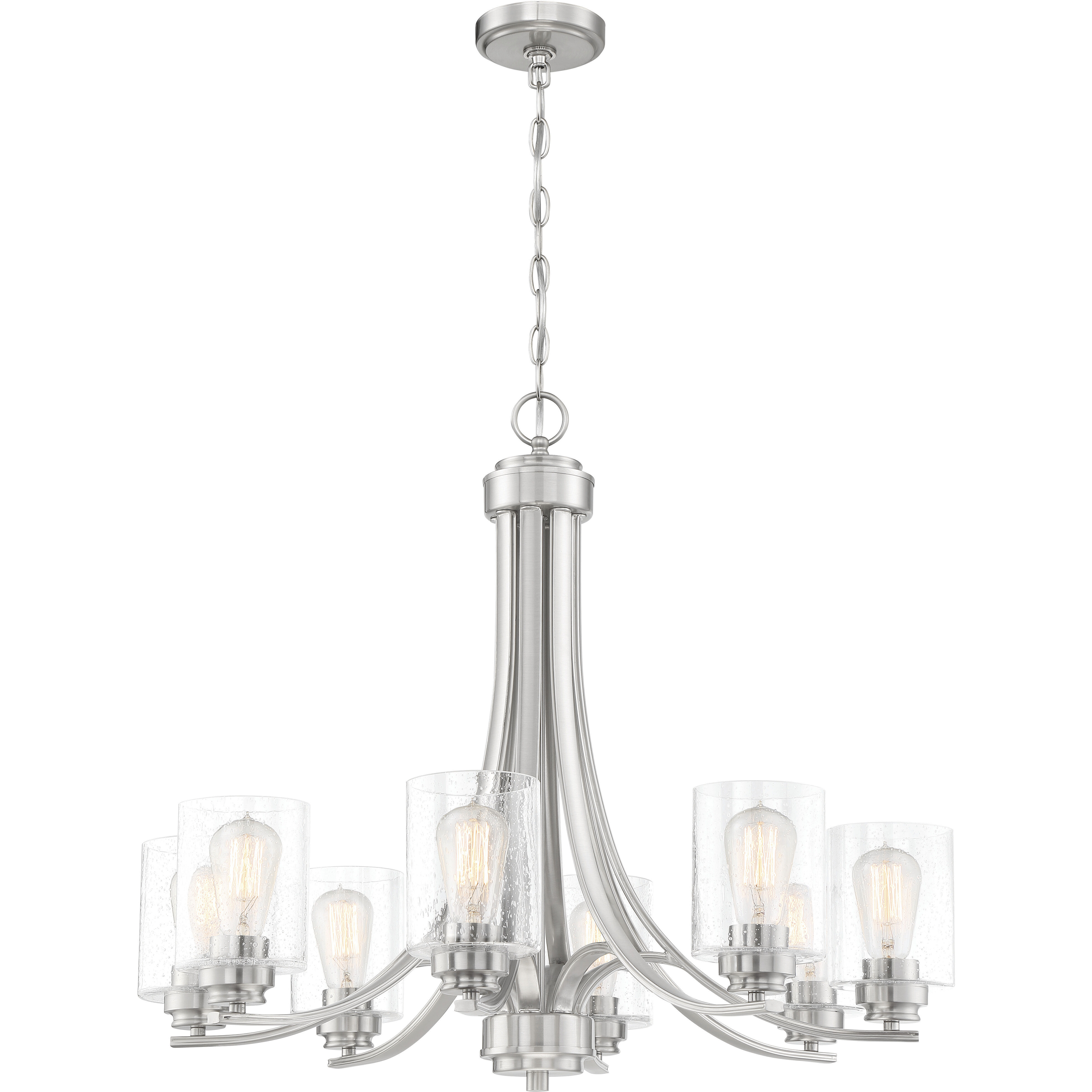 Bolden 8 Light 28.5 inch Brushed Polished Nickel Chandelier Ceiling Light in Clear Seeded, Neighborhood Collection