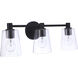 Emilio 3 Light 23 inch Flat Black Vanity Light Wall Light
