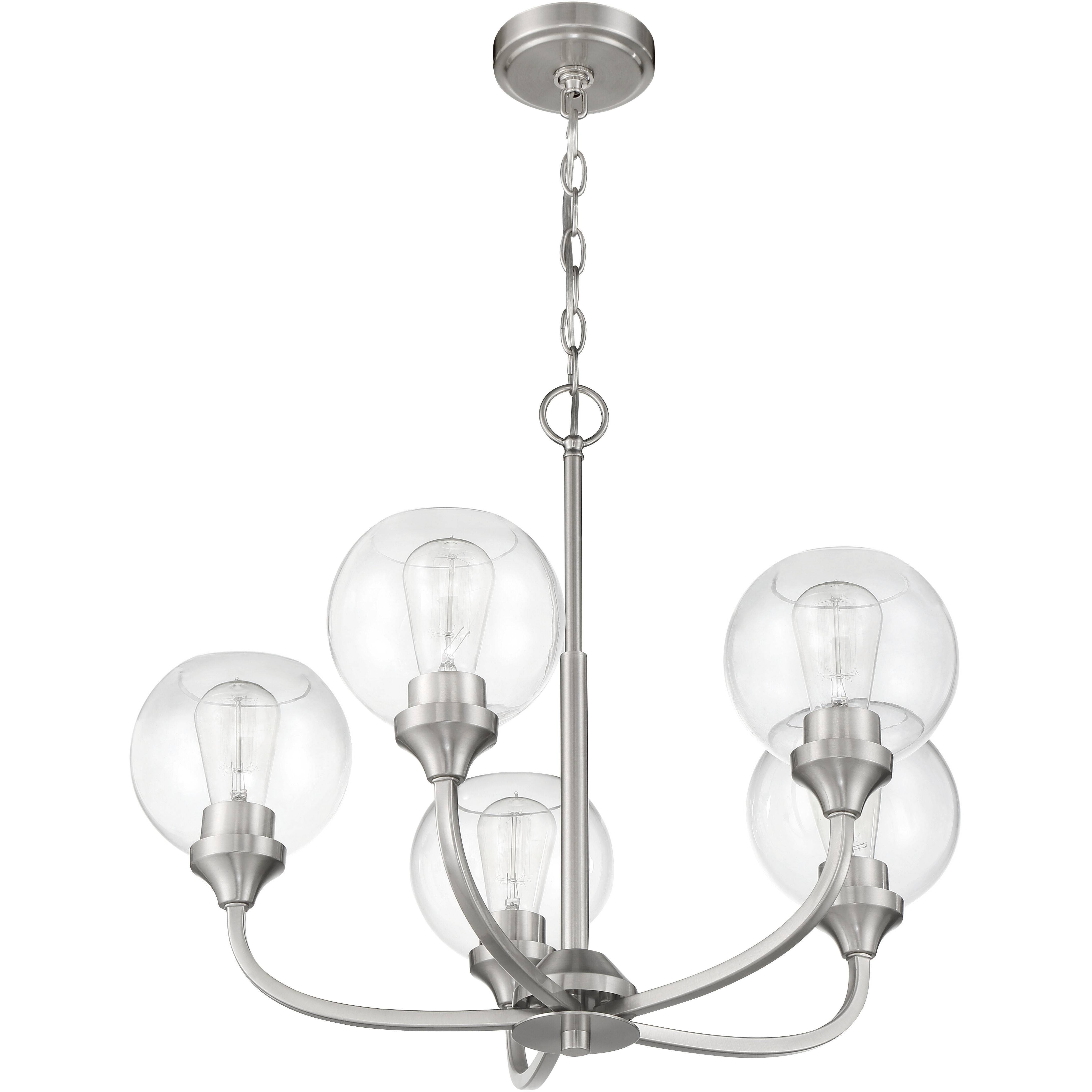 Glenda 5 Light 24 inch Brushed Polished Nickel Chandelier Ceiling Light